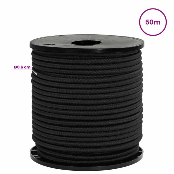 vidaXL Bungee šnúry s háčikmi 6 mm Čierna PP a guma – Obrázok 6
