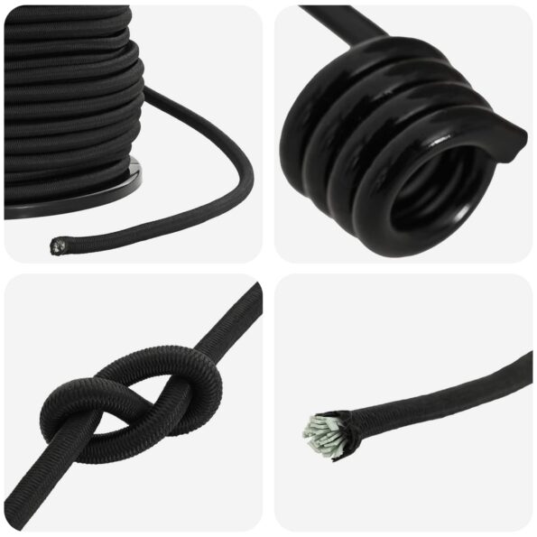 vidaXL Bungee šnúry s háčikmi 8 mm Čierna PP a guma – Obrázok 4
