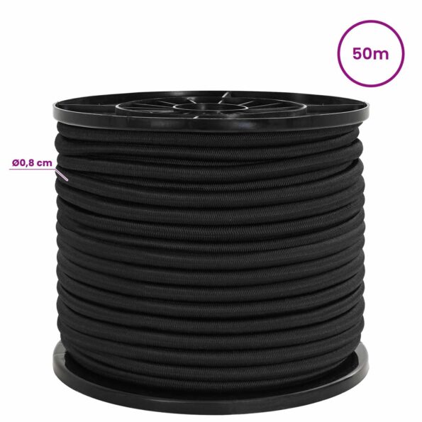 vidaXL Bungee šnúry s háčikmi 8 mm Čierna PP a guma – Obrázok 6