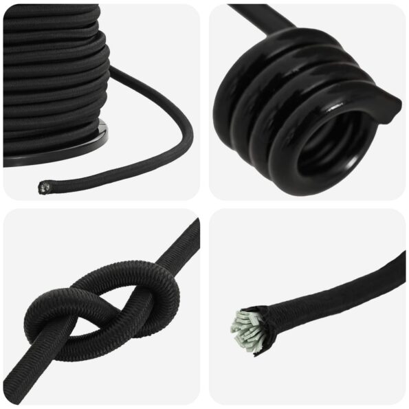 vidaXL Bungee šnúry s háčikmi 10 mm Čierna PP a guma – Obrázok 4