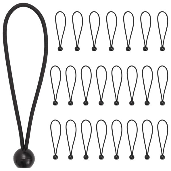 vidaXL Bungee lana s guľami 24 ks Čierna 4 mm x 22 cm Polypropylén – Obrázok 2