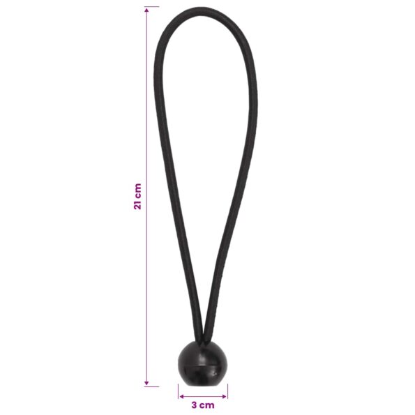 vidaXL Bungee lana s guľami 24 ks Čierna 4 mm x 22 cm Polypropylén – Obrázok 4