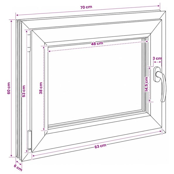 vidaXL Biele vnútorné farby okna v suteréne RISOR 70 x 60 cm – Obrázok 11