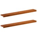 vidaXL Parapety 2 ks Hnedá 120 x 20 x 2 cm Masívne dubové drevo – Obrázok 2