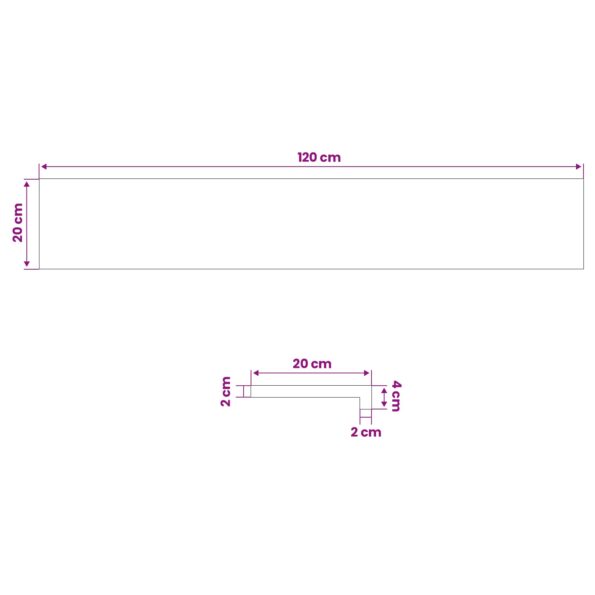 vidaXL Parapety 2 ks Hnedá 120 x 20 x 2 cm Masívne dubové drevo – Obrázok 8
