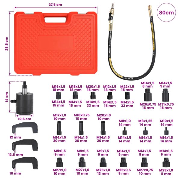 vidaXL Pneumatická sada sťahováka vstrekovačov pre BOSCH, DENSO 24 ks – Obrázok 6