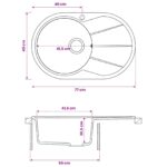 vidaXL Kuchynský drez s jednou vaničkou Granit 77 x 49 x 20.5 cm – Obrázok 8