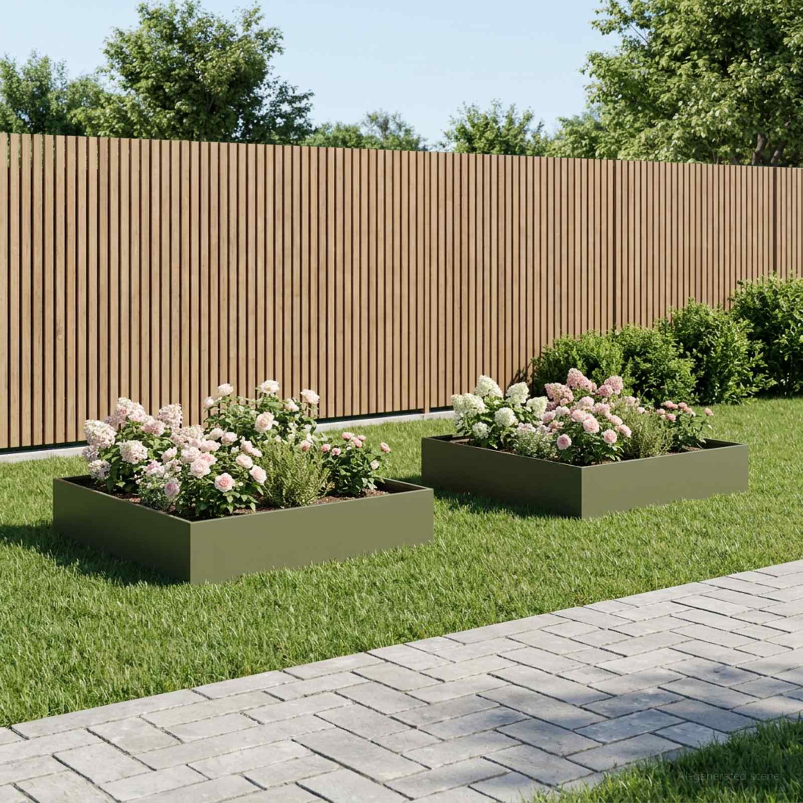 8005029_1.jpg vidaXL Záhradný kvetináč 2 ks Olivovo zelená 100 x 100 x 20 cm – Obrázok 1