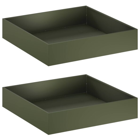 vidaXL Záhradný kvetináč 2 ks Olivovo zelená 100 x 100 x 20 cm – Obrázok 2