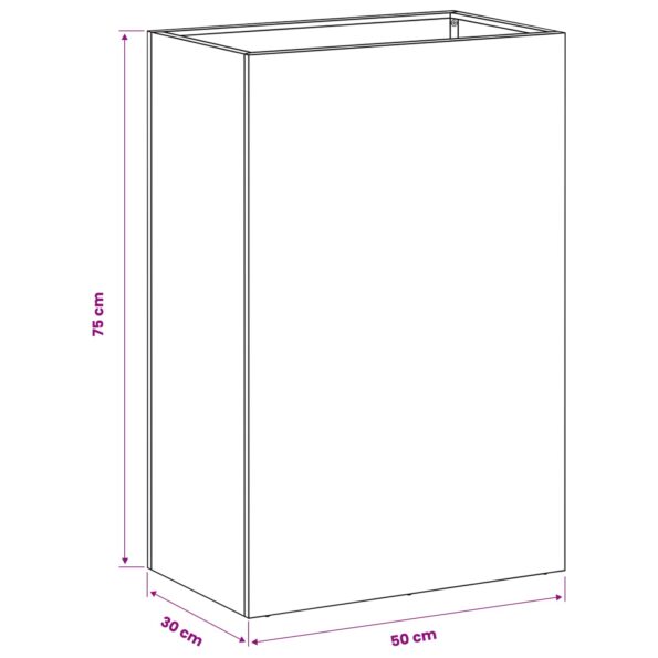 vidaXL Záhradný kvetináč Čierna 50 x 30 x 75 cm Studený valcovaný oceľ – Obrázok 7