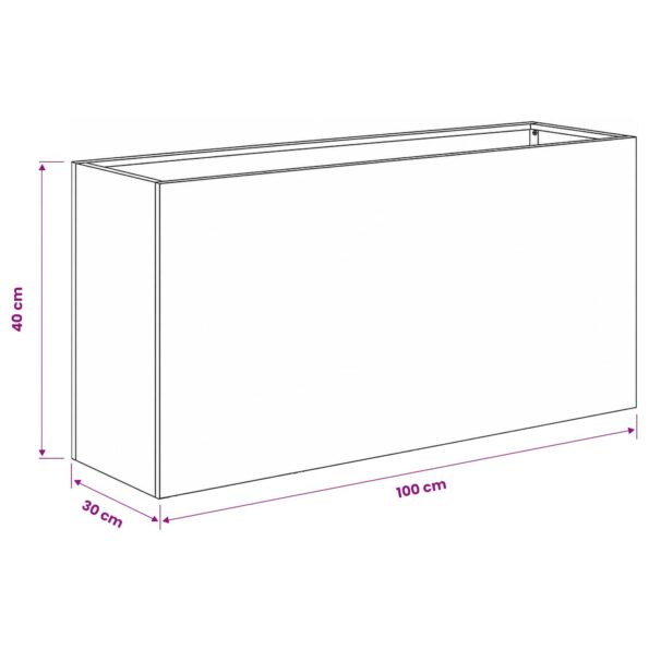 vidaXL Záhradný kvetináč Biela 100 x 30 x 40 cm Studený valcovaný oceľ – Obrázok 7