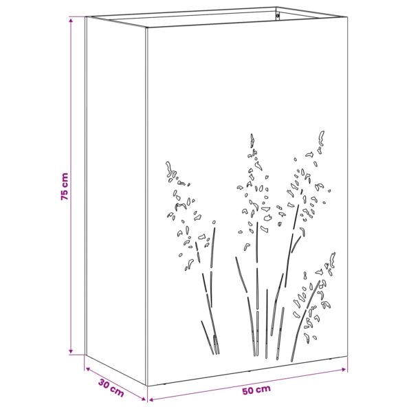 vidaXL Záhradný kvetináč Biela 50 x 30 x 75 cm Studený valcovaný oceľ – Obrázok 10
