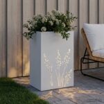 vidaXL Záhradný kvetináč Biela 50 x 30 x 75 cm Studený valcovaný oceľ – Obrázok 3