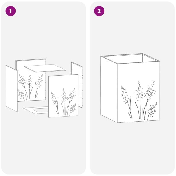 vidaXL Záhradný kvetináč Biela 50 x 30 x 75 cm Studený valcovaný oceľ – Obrázok 9