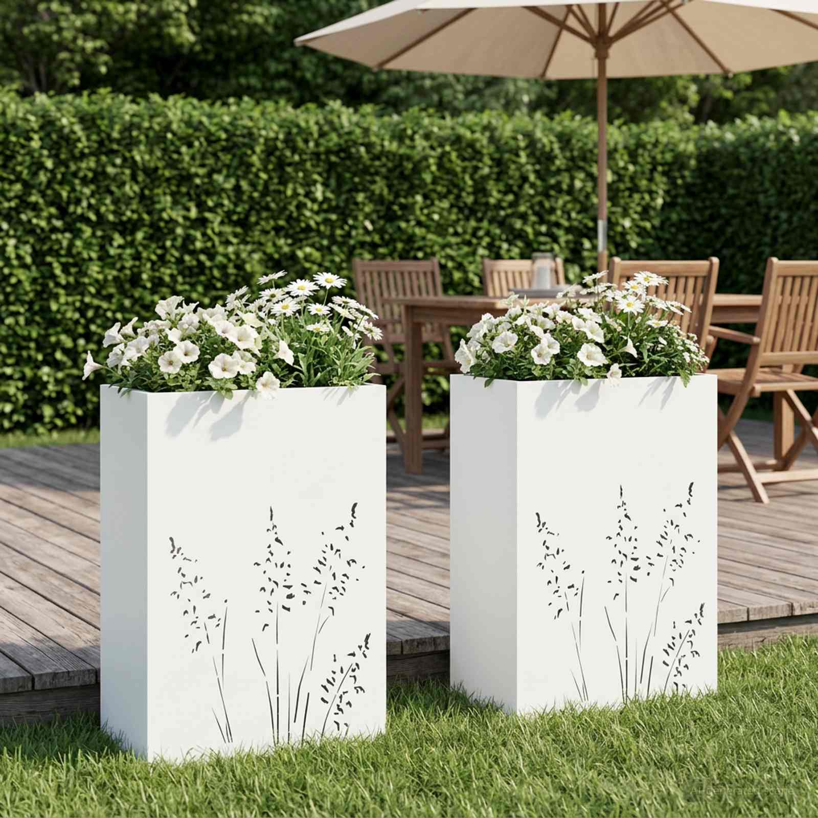 8005781_1.jpg vidaXL Záhradný kvetináč 2 ks Biela 50 x 30 x 75 cm – Obrázok 1