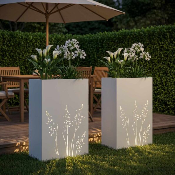 vidaXL Záhradný kvetináč 2 ks Biela 50 x 30 x 75 cm – Obrázok 3
