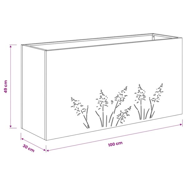 vidaXL Záhradný kvetináč Biela 100 x 30 x 49 cm Studený valcovaný oceľ – Obrázok 10