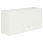 vidaXL Záhradný kvetináč Biela 100 x 30 x 49 cm Studený valcovaný oceľ – Obrázok 2