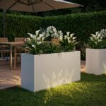 vidaXL Záhradný kvetináč Biela 100 x 30 x 49 cm Studený valcovaný oceľ – Obrázok 3