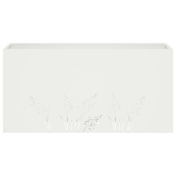 vidaXL Záhradný kvetináč Biela 100 x 30 x 49 cm Studený valcovaný oceľ – Obrázok 4