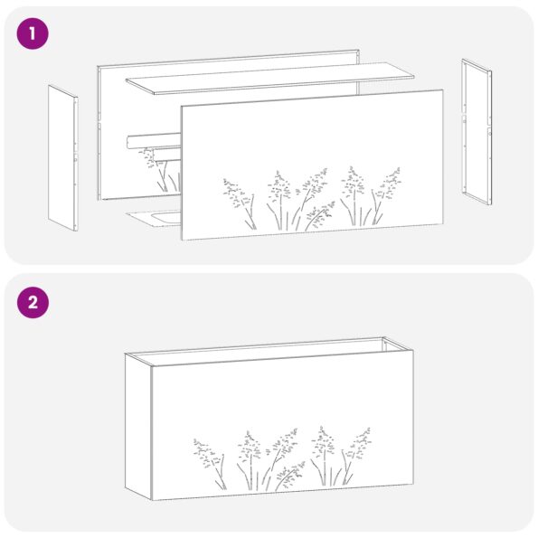 vidaXL Záhradný kvetináč Biela 100 x 30 x 49 cm Studený valcovaný oceľ – Obrázok 9
