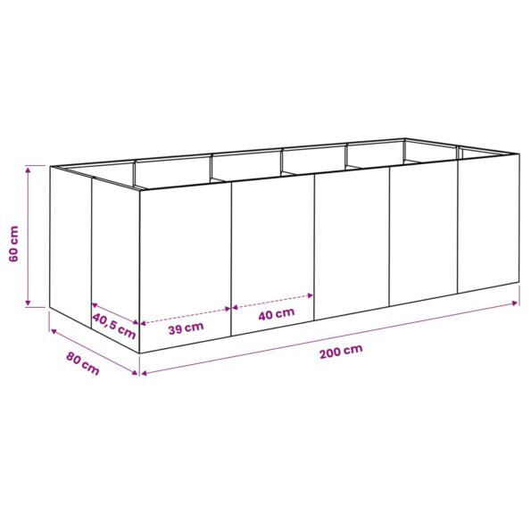 vidaXL Záhradný kvetináč Strieborná 200 x 80 x 60 cm Pozinkovaná oceľ – Obrázok 7