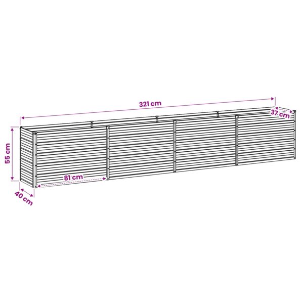 vidaXL Vyvýšený záhon Zelená 320 x 40 x 55 cm studené valcované oceľ – Obrázok 9