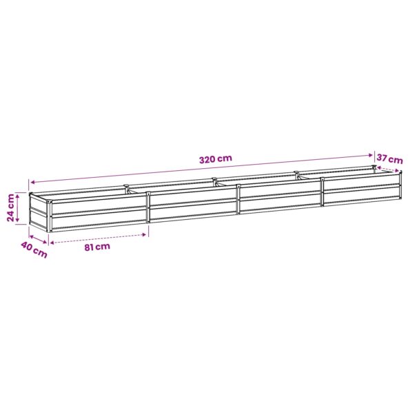 vidaXL Vyvýšený záhon Hrdzavý 320 x 40 x 24 cm corton – Obrázok 11