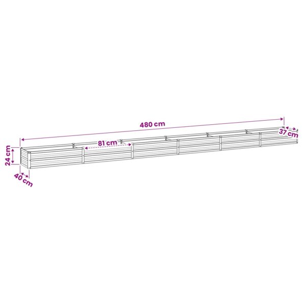 vidaXL Vyvýšený záhon Antracitová 480 x 40 x 24 cm – Obrázok 9
