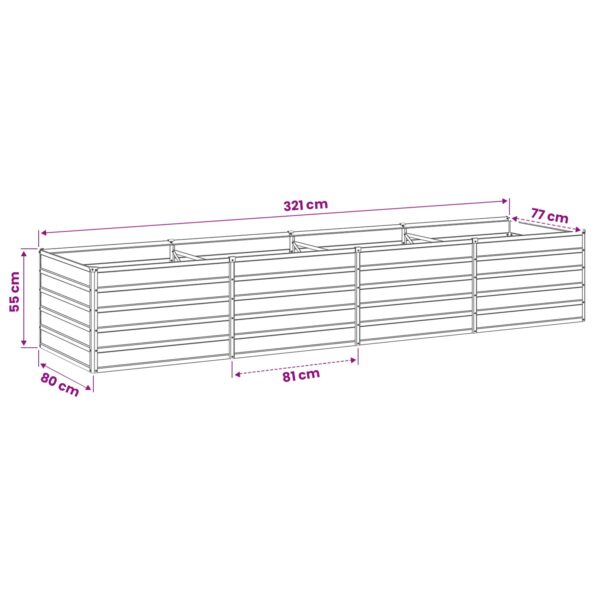 vidaXL Vyvýšený záhon Antracitová 320 x 80 x 55 cm – Obrázok 9