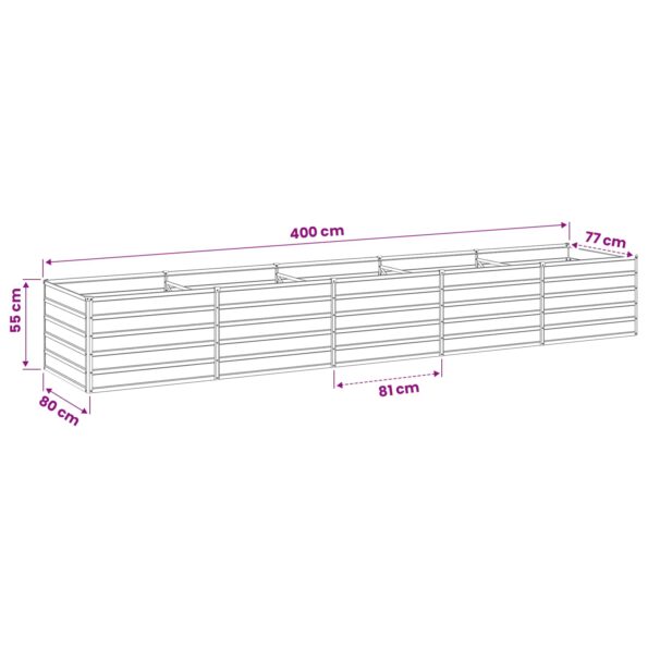 vidaXL Vyvýšený záhon Hrdzavý 400 x 80 x 55 cm corton – Obrázok 11