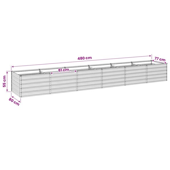 vidaXL Vyvýšený záhon Antracitová 480 x 80 x 55 cm – Obrázok 9