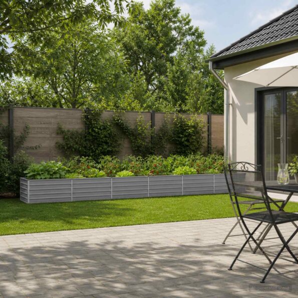 vidaXL Vyvýšený záhon Sivá 600 x 80 x 55 cm studené valcovaná oceľ – Obrázok 9