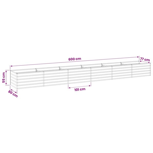vidaXL Vyvýšený záhon Antracitová 600 x 80 x 55 cm – Obrázok 8