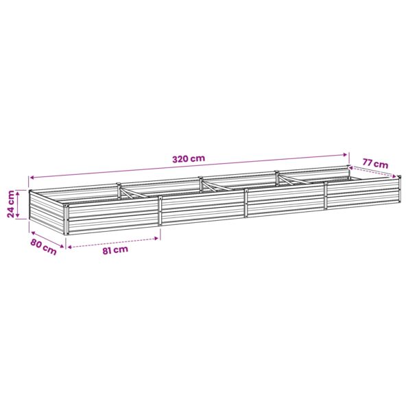 vidaXL Vyvýšený záhon Antracitová 320 x 80 x 24 cm – Obrázok 9