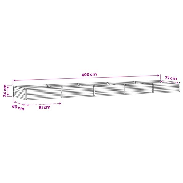 vidaXL Vyvýšený záhon Hrdzavý 400 x 80 x 24 cm corton – Obrázok 11