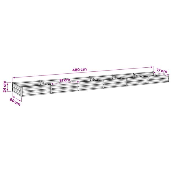 vidaXL Vyvýšený záhon Strieborná 480 x 80 x 24 cm pozinkované – Obrázok 10