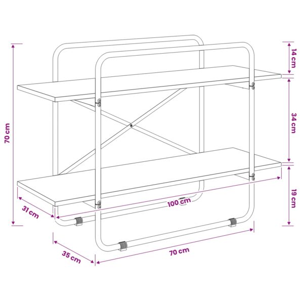 vidaXL Regál na knihy 2 úrovní 100 x 35 x 70 cm PB Dubové drevo – Obrázok 7
