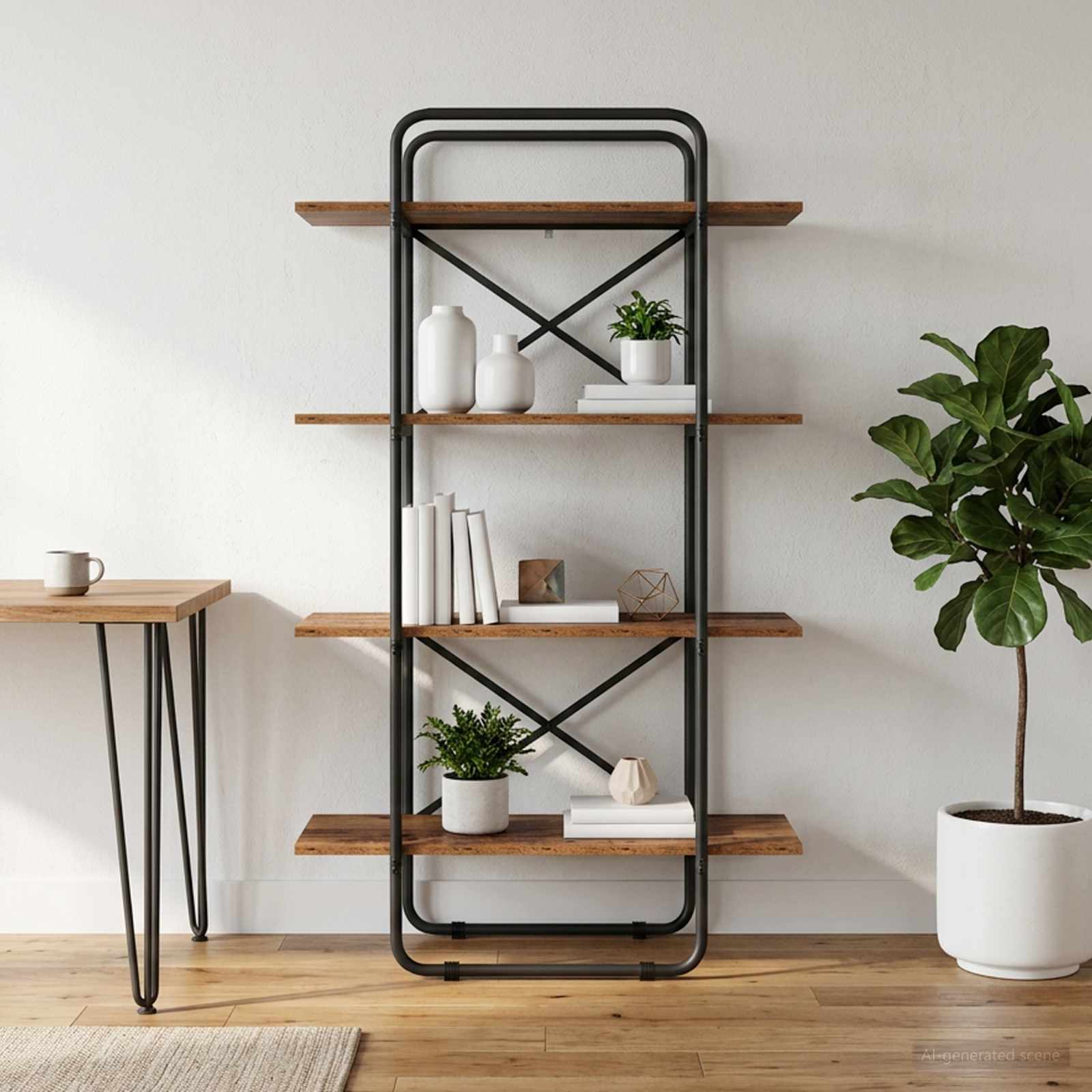 8007814_1.jpg vidaXL Regál na knihy 4 úrovní 80 x 35 x 140 cm PB Dubové drevo – Obrázok 1