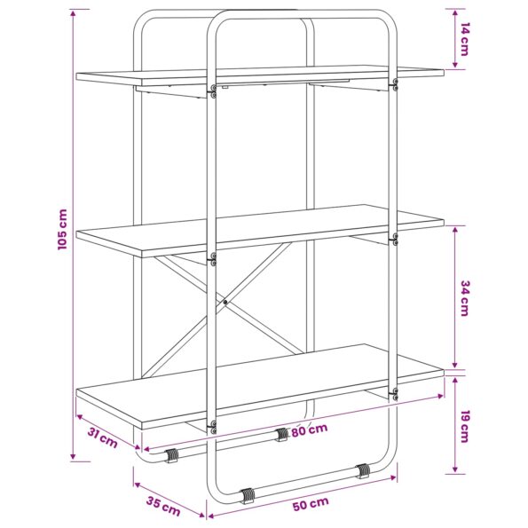 vidaXL Regál na knihy 3 úrovní 80 x 35 x 105 cm PB Čierny dub – Obrázok 7