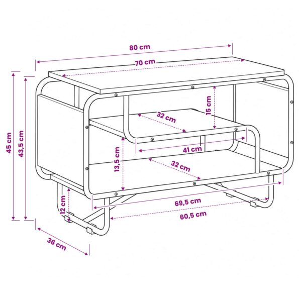 vidaXL TV stolík 80 x 36 x 45 cm Dub artisan Kompozitné drevo – Obrázok 5