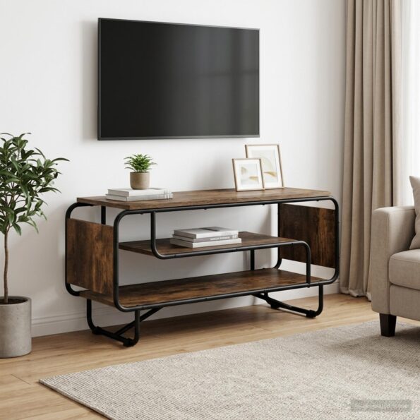 vidaXL TV stolík 98 x 36 x 45 cm Dymový dub Kompozitné drevo – Obrázok 6