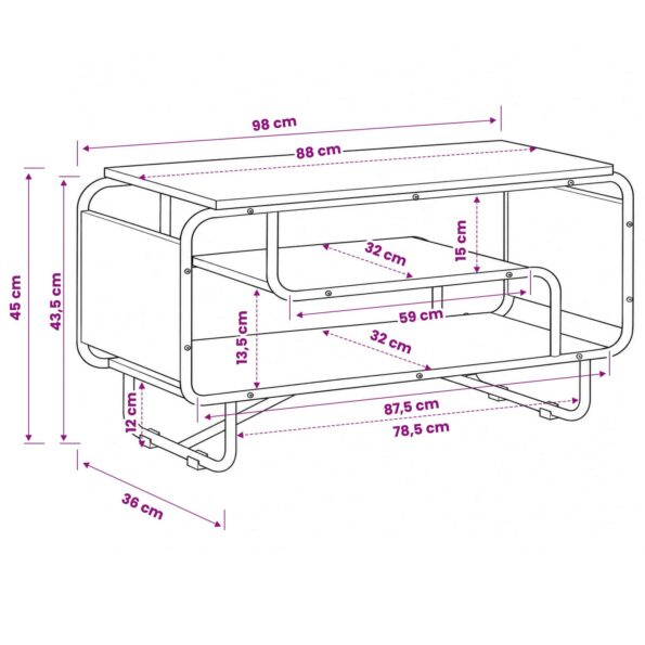 vidaXL TV stolík 98 x 36 x 45 cm Dub artisan Kompozitné drevo – Obrázok 5