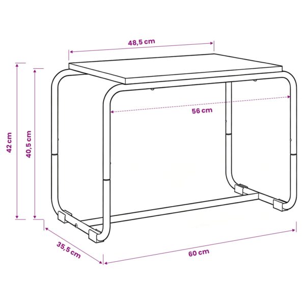 vidaXL TV stolík 60 x 35,5 x 42 cm Dymový dub Kompozitné drevo – Obrázok 6