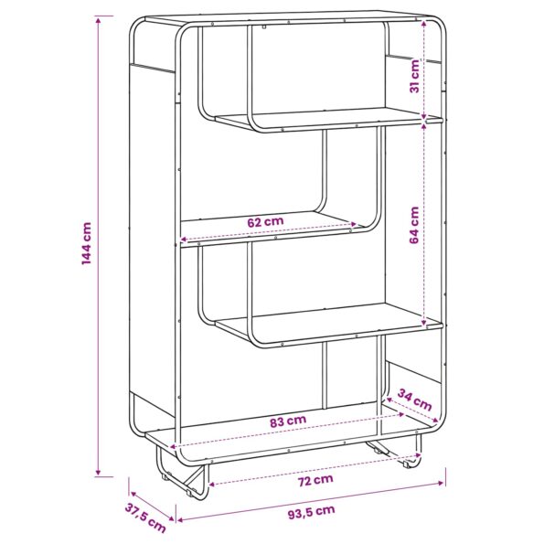 vidaXL vysoká komoda Sivý Sonoma 93.5 x 37.5 x 144 cm Kompozitné drevo – Obrázok 6