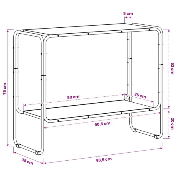 vidaXL Príborník Dymový dub 93,5 x 38 x 75 cm Spracované drevo – Obrázok 6