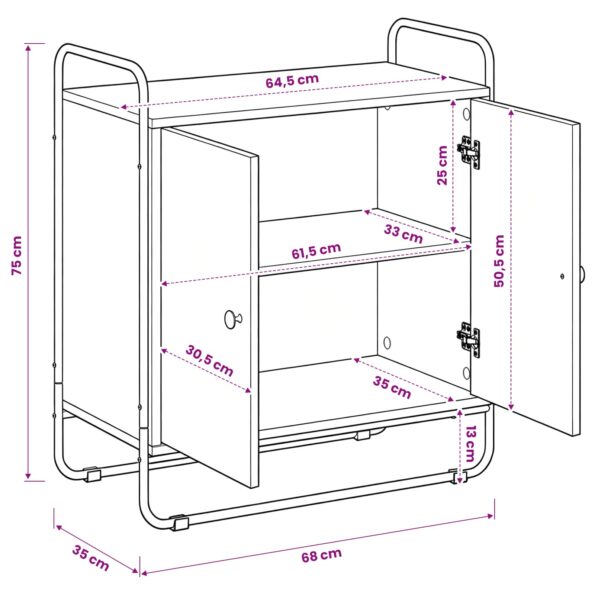 vidaXL Príborník Staré drevo 68 x 35 x 75 cm Kompozitné drevo – Obrázok 9