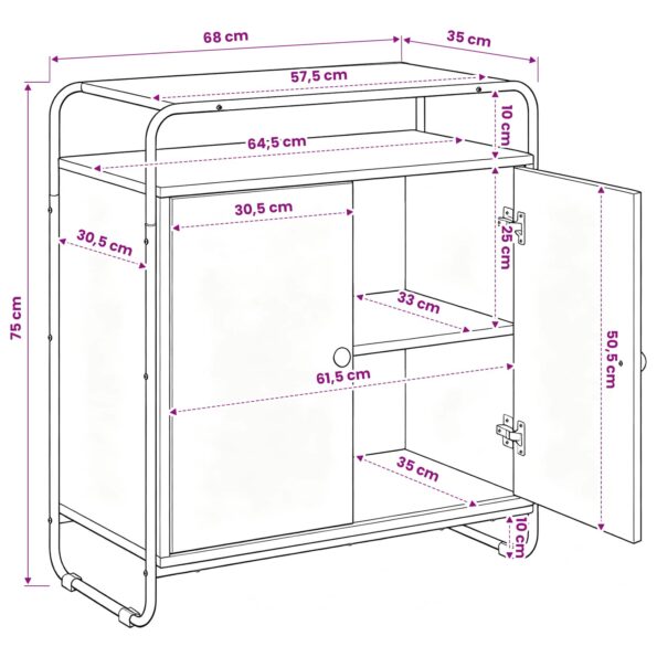 vidaXL Komoda Čierny dub 68 x 35 x 75 cm Spracované drevo – Obrázok 9