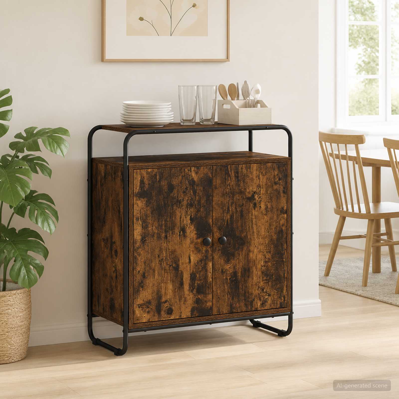 8007980_1.jpg vidaXL Komoda Dymový dub 68 x 35 x 75 cm Spracované drevo – Obrázok 1