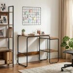 vidaXL Stôl s úložným priestorom Dymový dub 100 x 50 x 75 cm